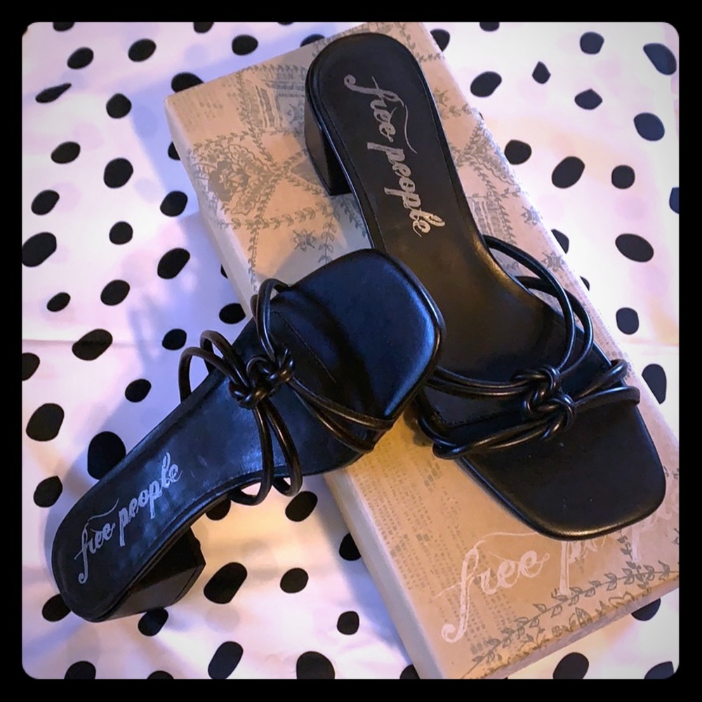 Free People Petra Block Heel Black Sandals